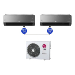 Aire Multisplit Negro LG Inverter  2 a 1  Pared  2x3000 Frigorias F/C