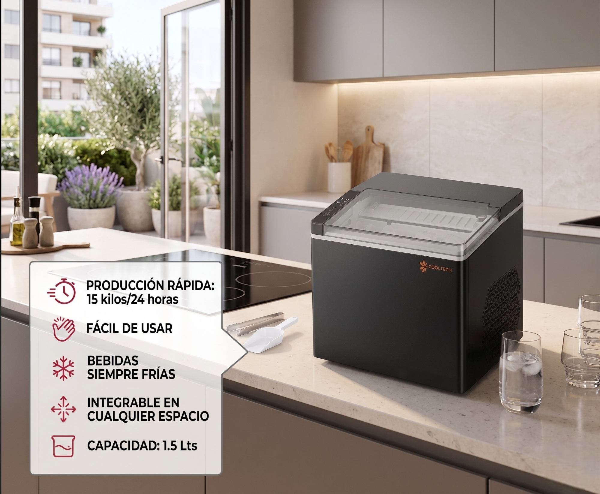 Fabricadora de Hielo Automática y Portátil Negra - Imagen 4